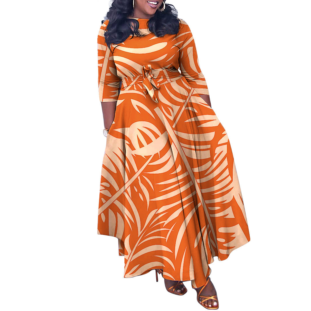 Women's Autumn and Winter Fashion Chic Strappy African Plus Size Maxi Dress 10