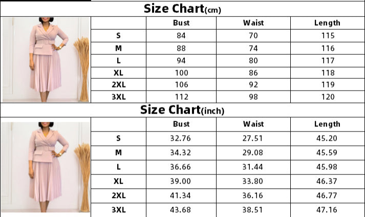 Women Fall/Winter Turndown Collar Pleated African Dress 10