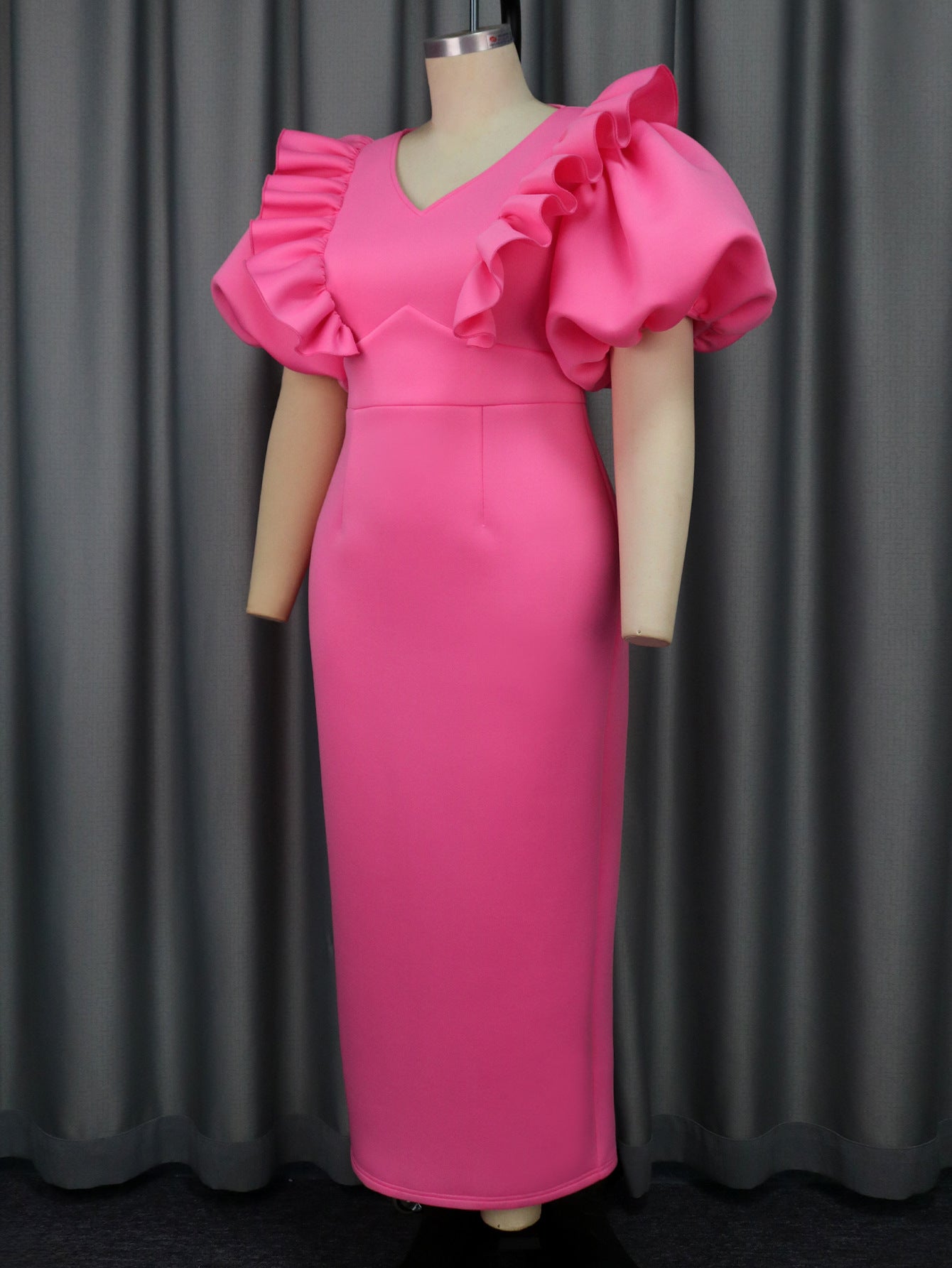 Puff Sleeve Long Dress Bodycon Formal Party Gown 10