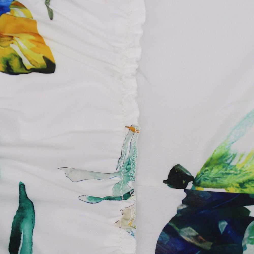 Women summer printed short-sleeved crop Top and slit Skirt sexy two-piece set 26