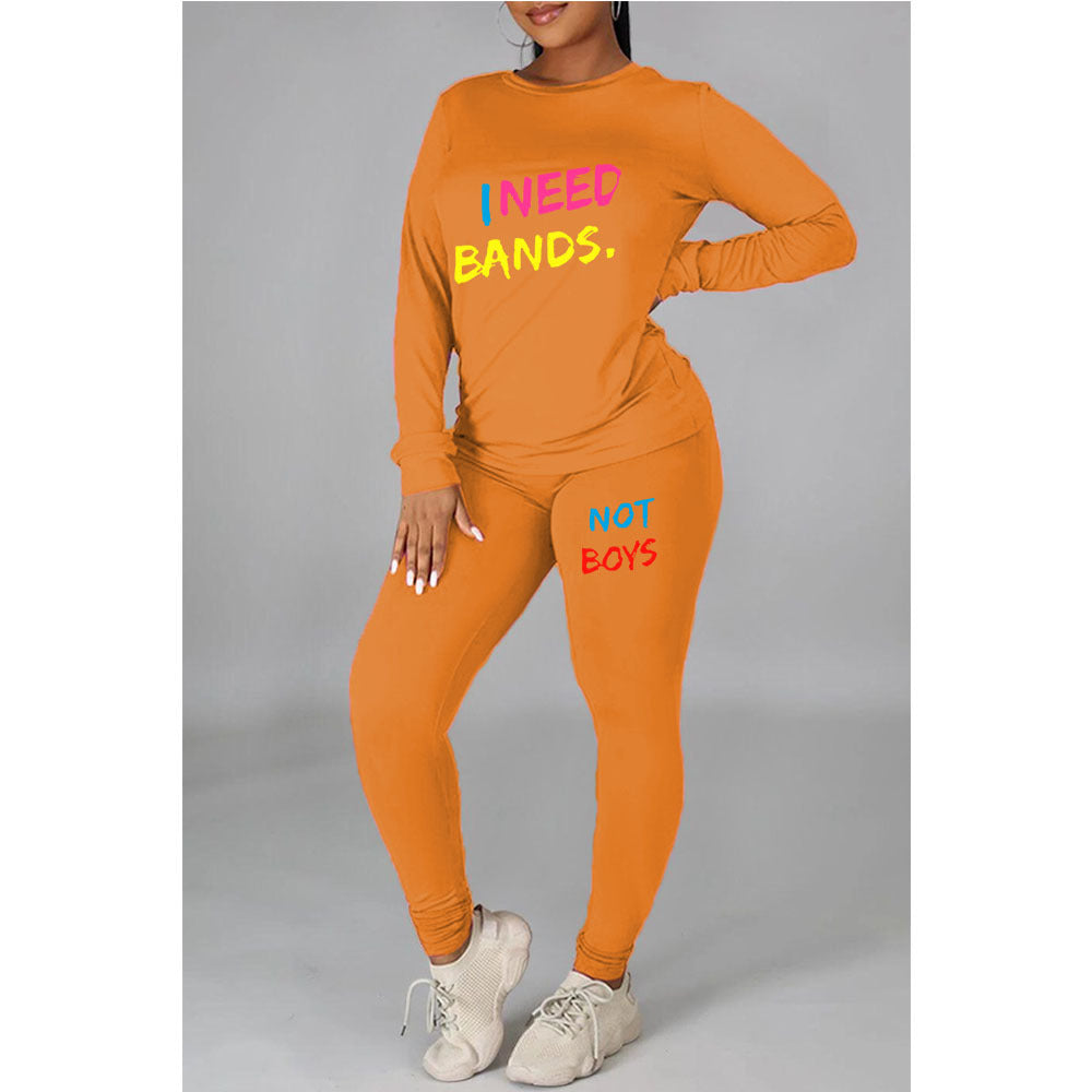 Plus Size Women Print Style Long Sleeve Top And Pant Casual Two Piece Set 7