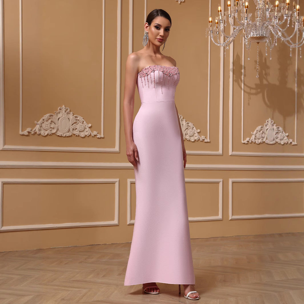 Women Strapless Fishtail Bandage Dress 3