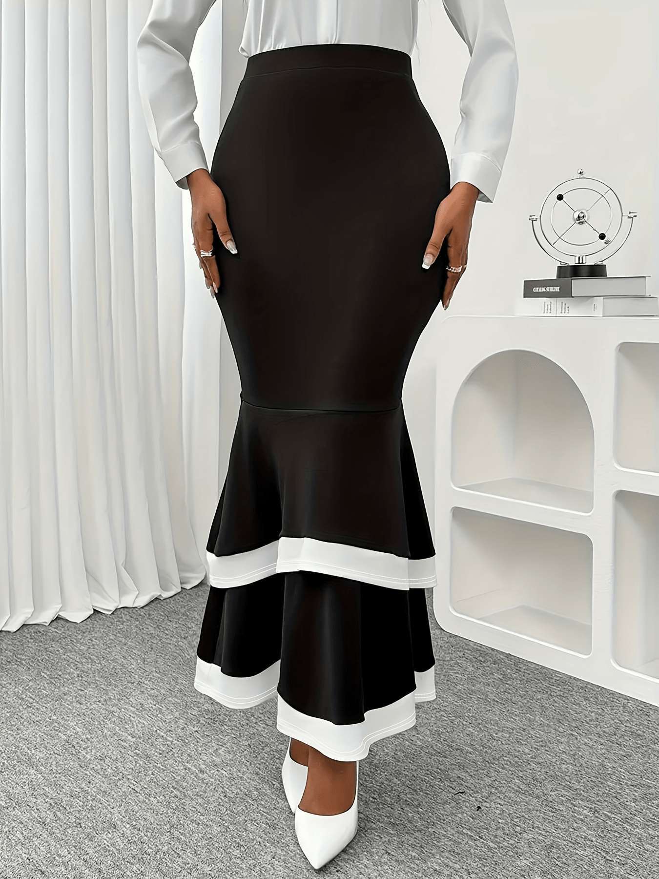 Plus Size Women Elegant Layered Skirt 8