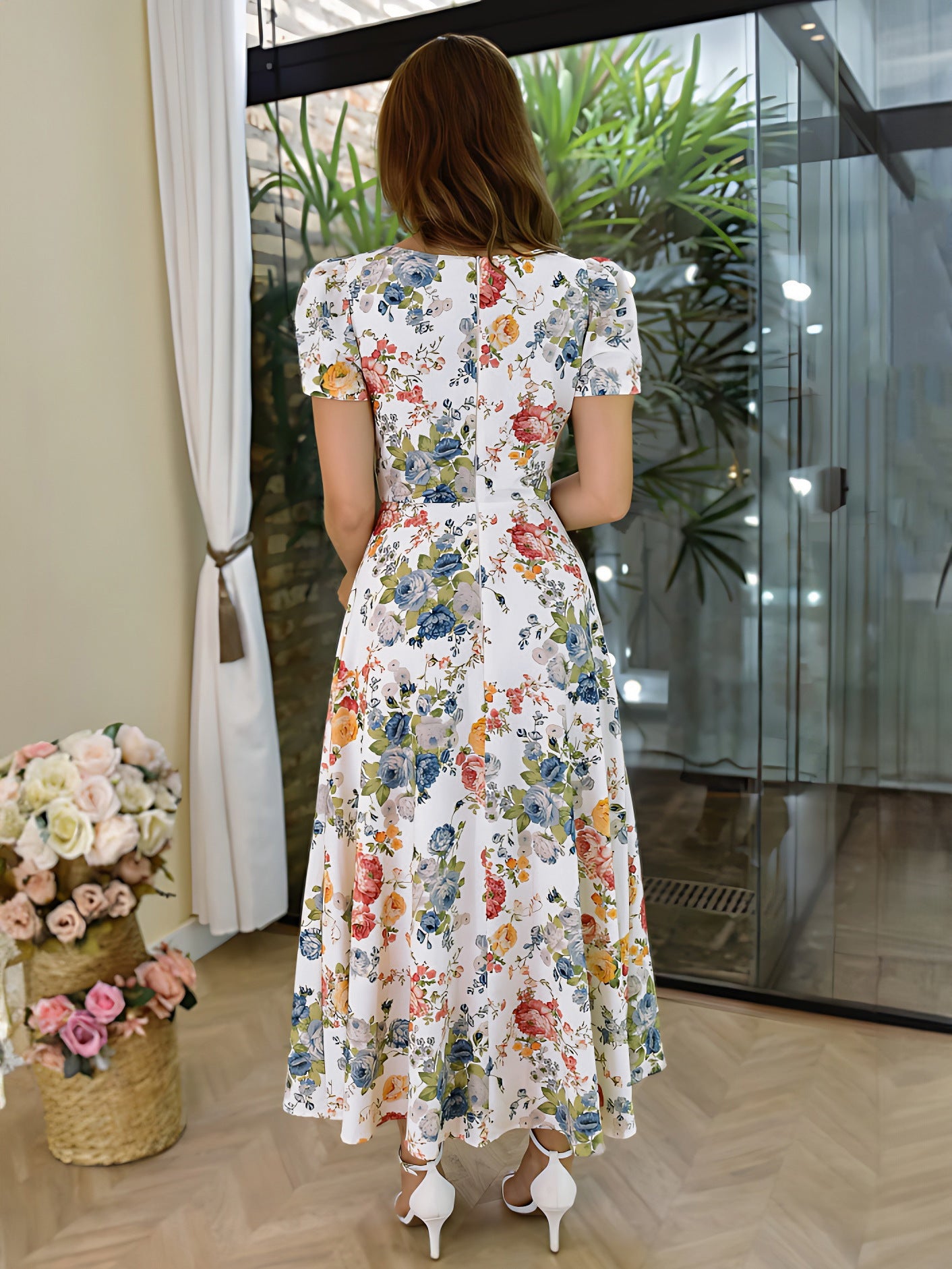 Women Printed Holidays Casual Short Sleeve Dress 3