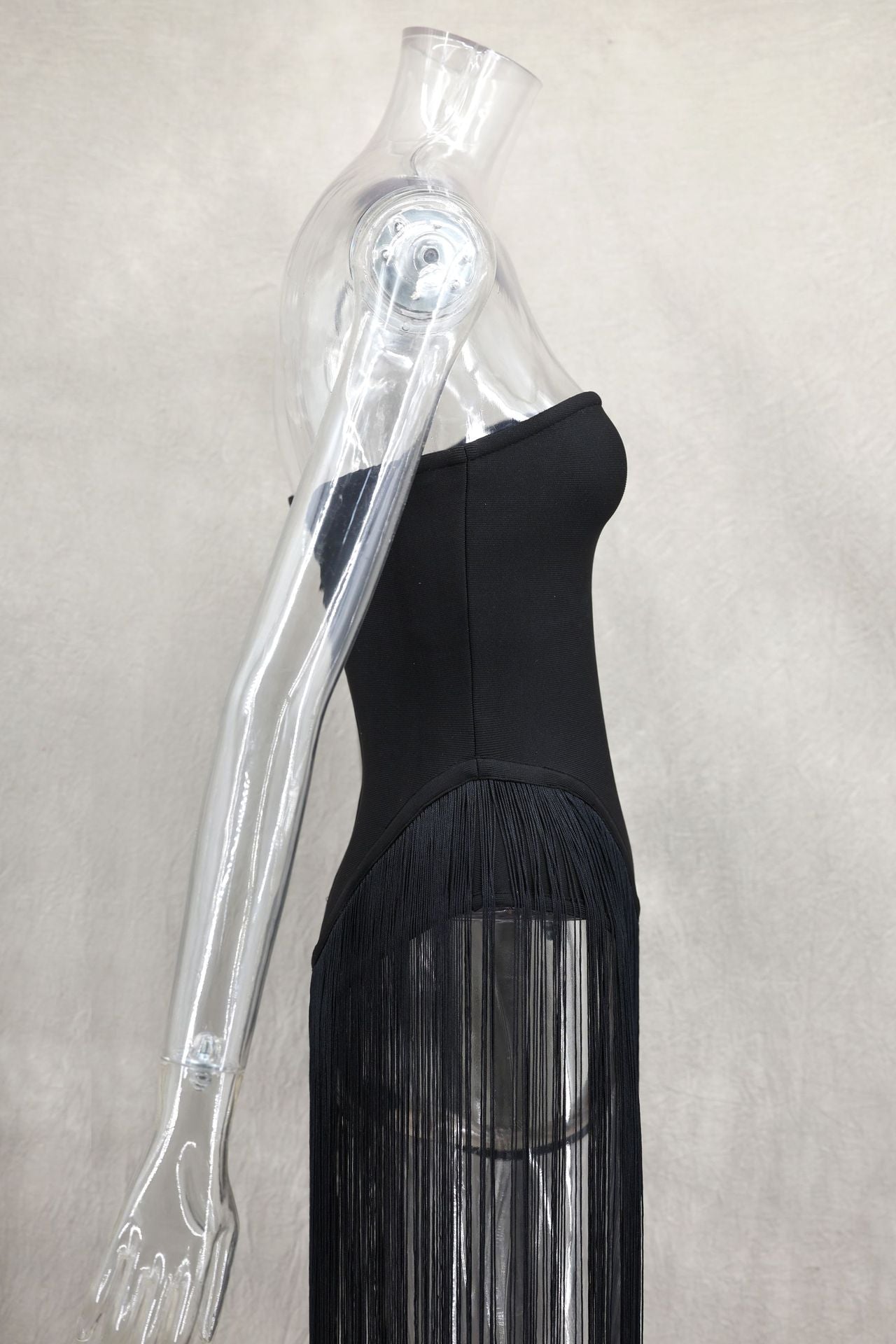 Spring Summer Style Tassel Trimmed Sexy Slimming Zipper Strapless Dress 31