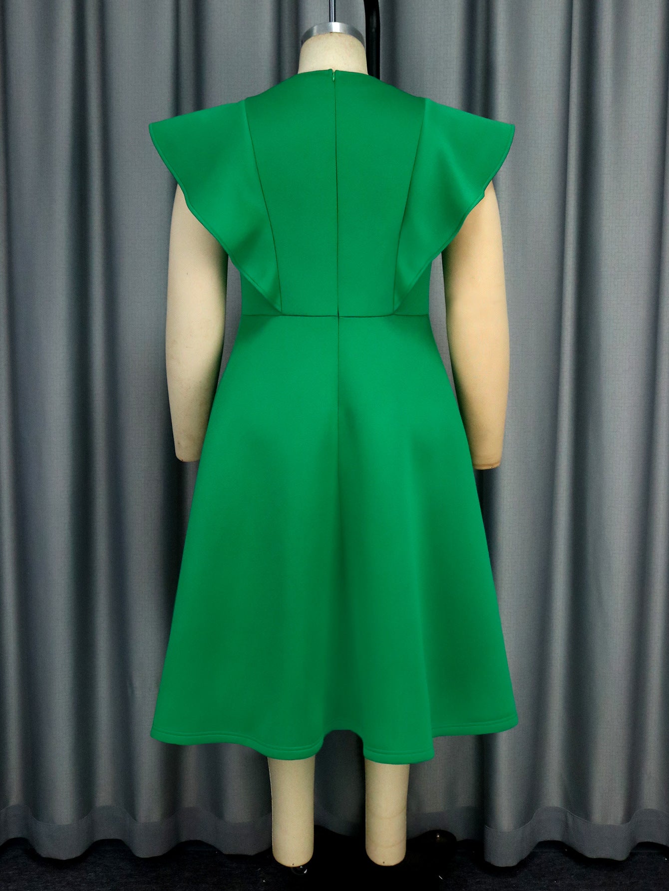 Bow Round Neck Cape Sleeve Formal Party A-Line Dress 4