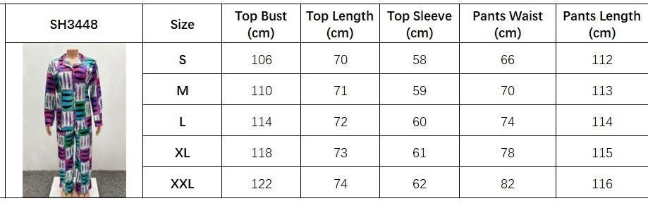 Women Africa Casual Print Long Sleeve Shirt and Pants Two-Piece Set 10