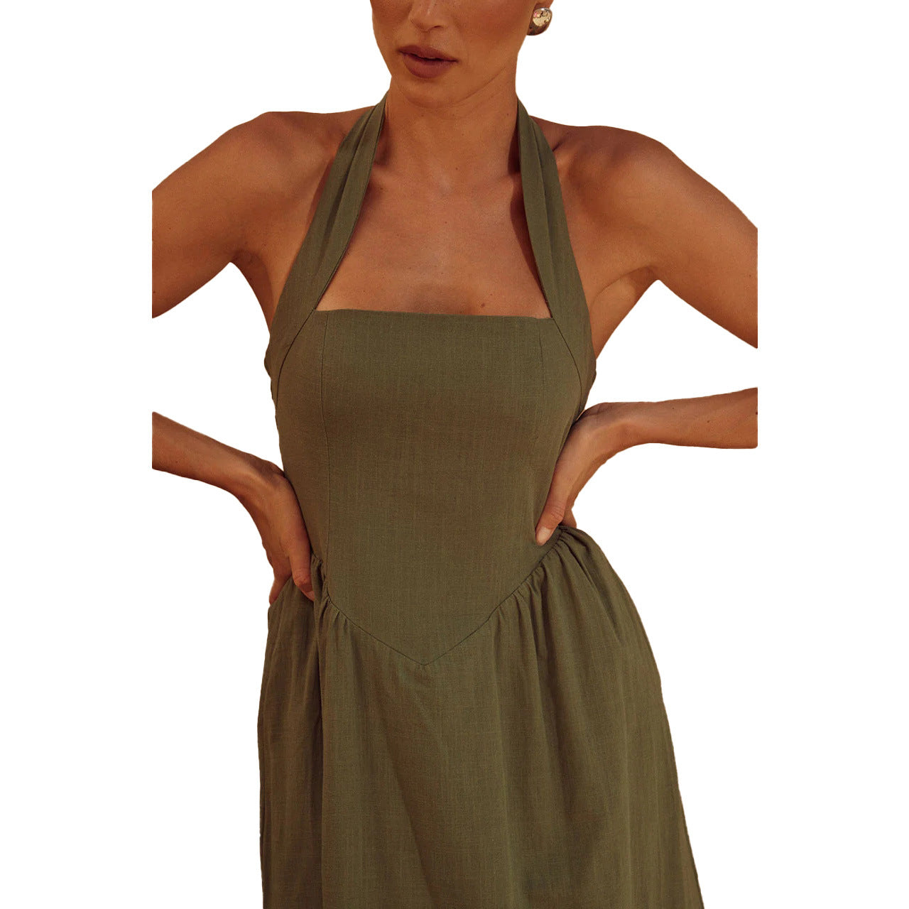 Women's Summer Fashion Chic Low Back Wide Strap Halter Neck Dress 22