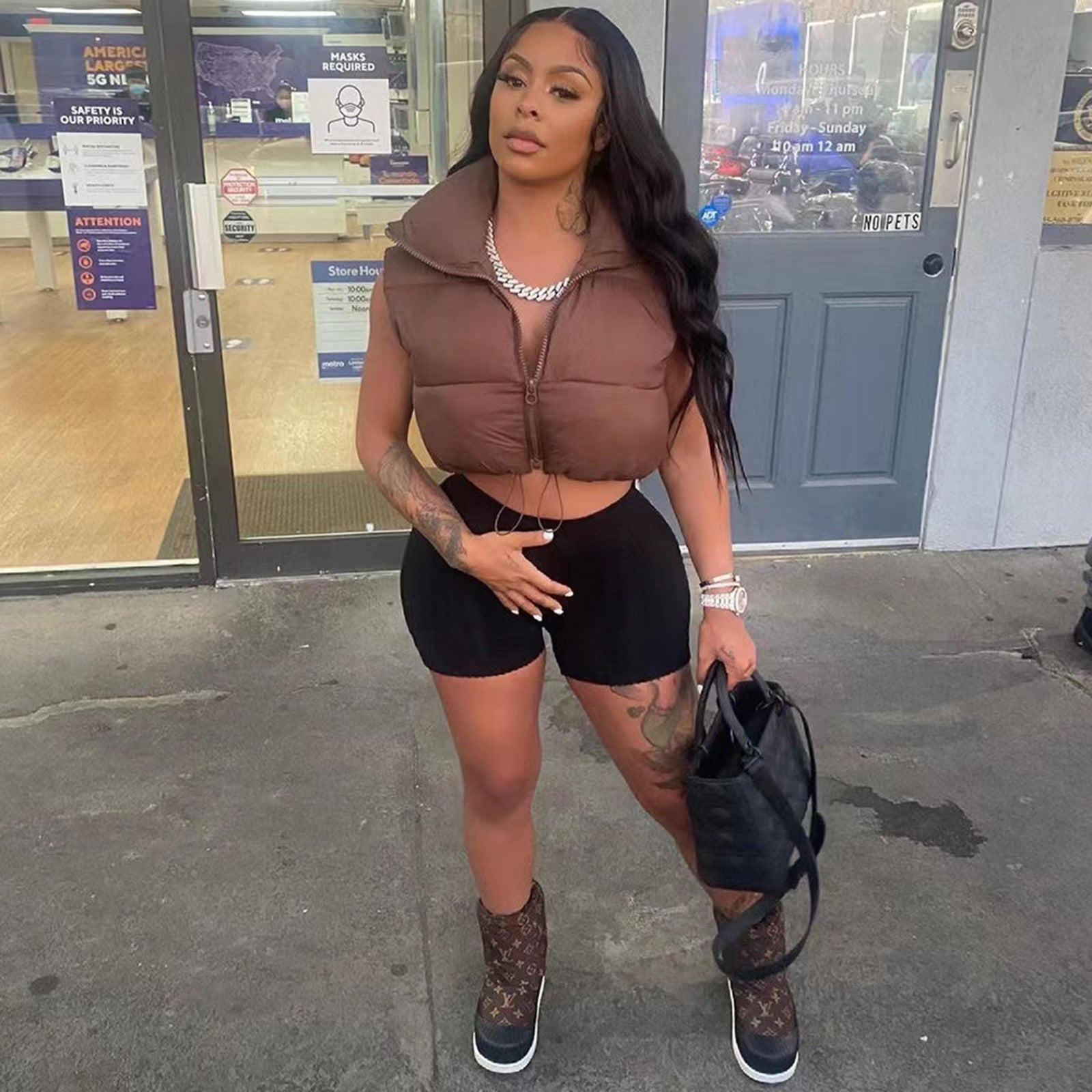 Women'S Winter Fashion Casual Solid Cotton Padded Vest Jacket 9