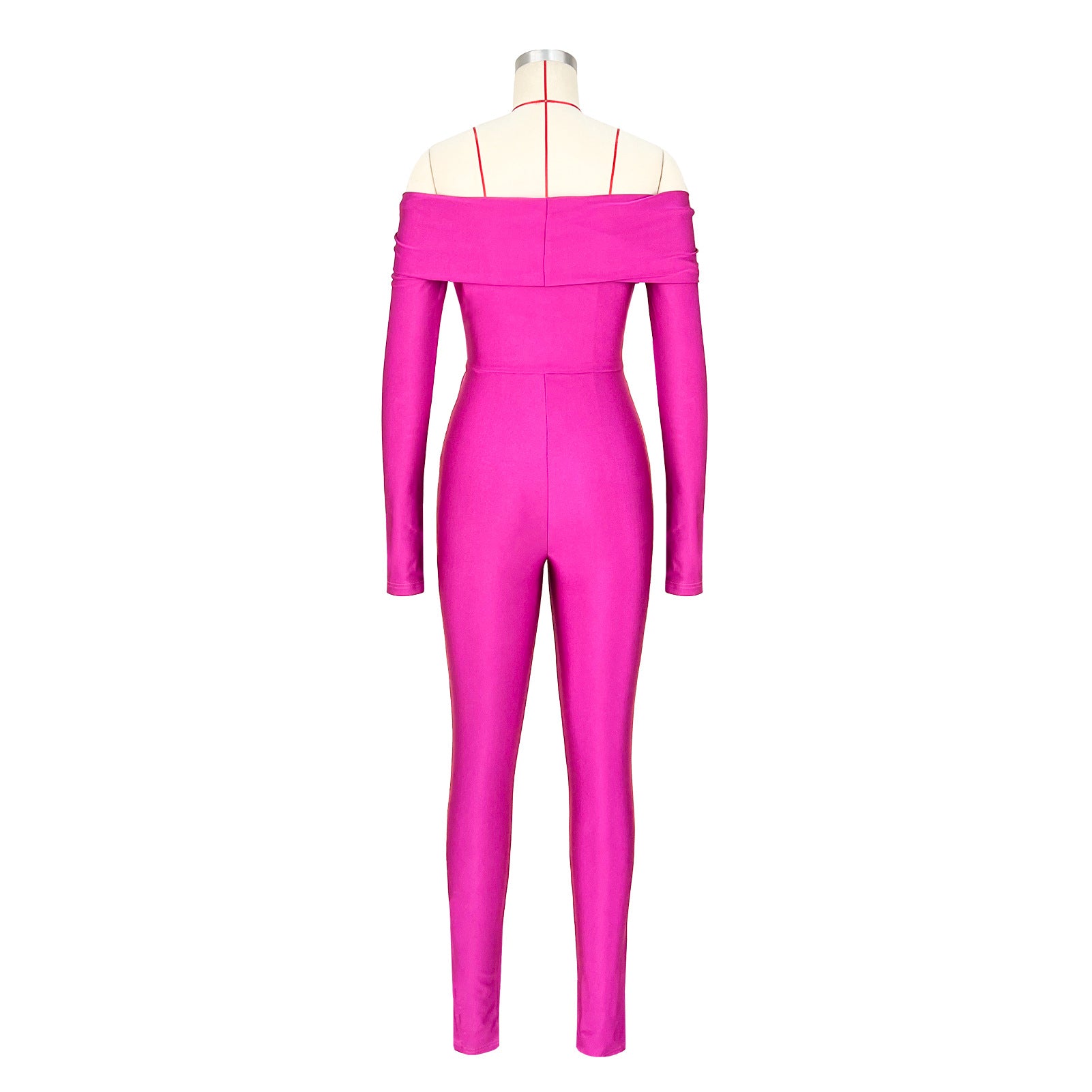 Women's off shoulder Knot Hollow Sexy High Waist Long Sleeve Jumpsuit 17