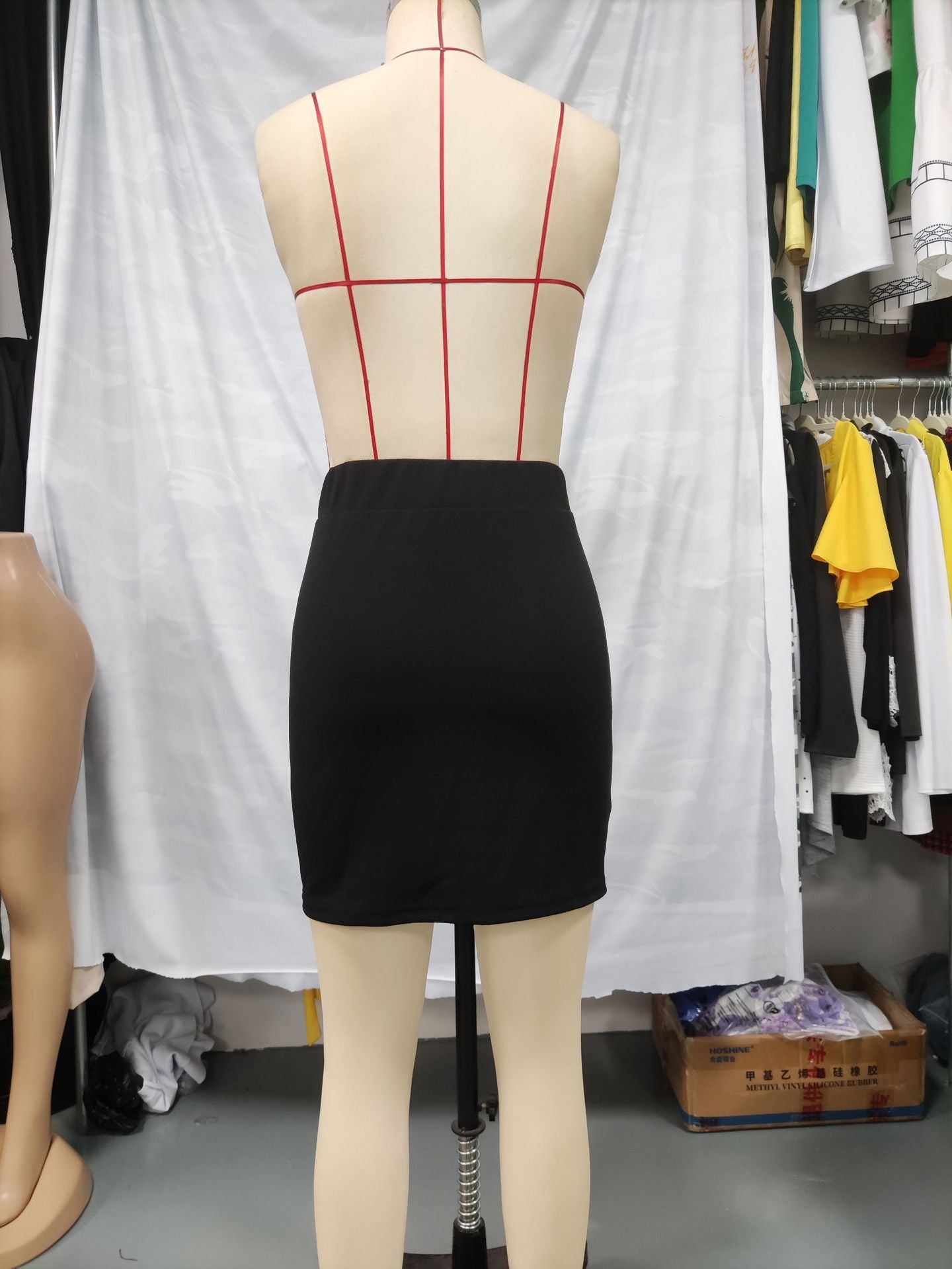 Women Button Side Slit Skirt 7