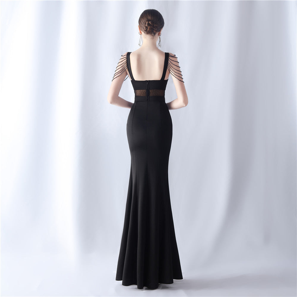 Beading See-Through Wedding Party Formal Dinner Evening Dress 7