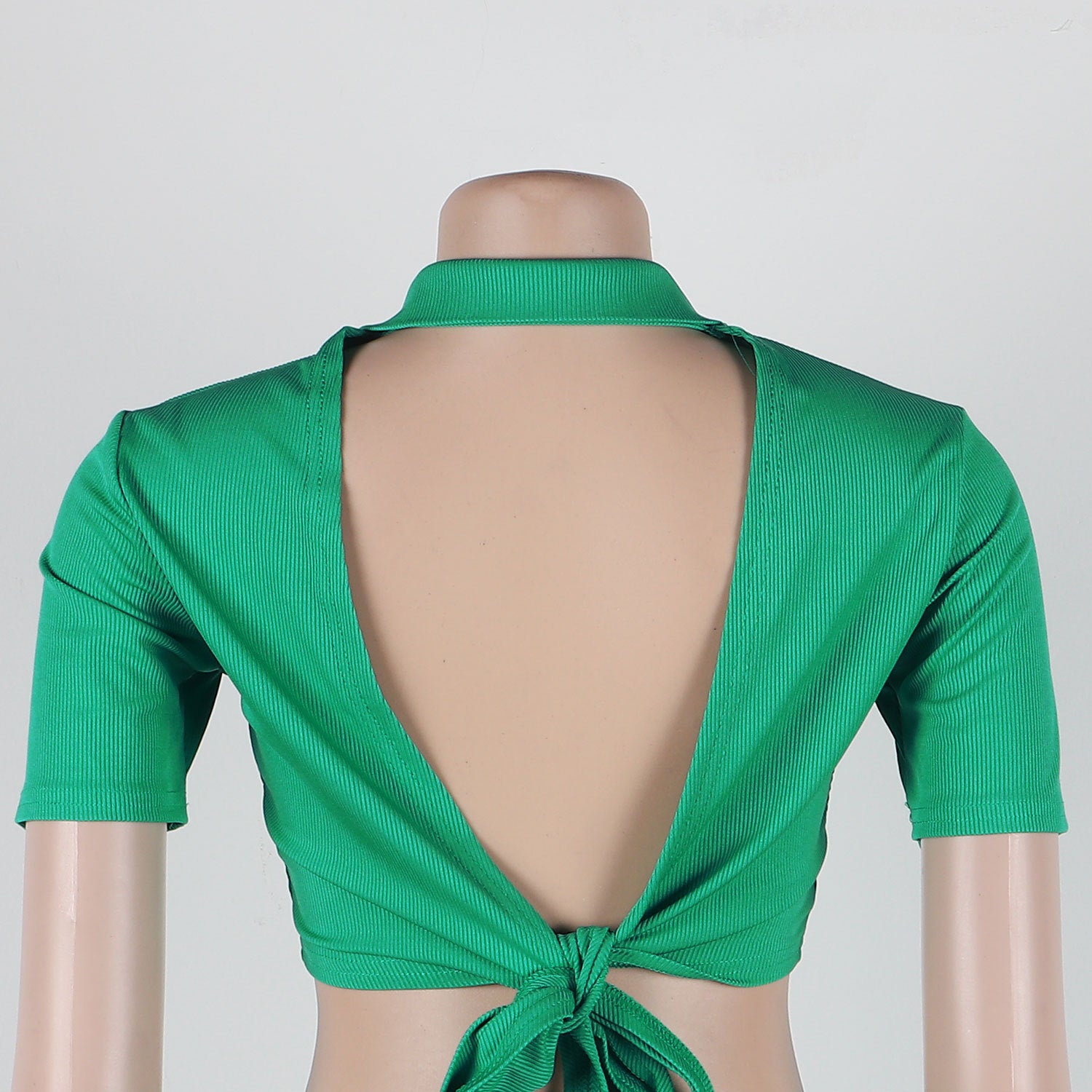 Women Sexy Turndown Collar Short Sleeve Top and Skirt Two-piece Set 22