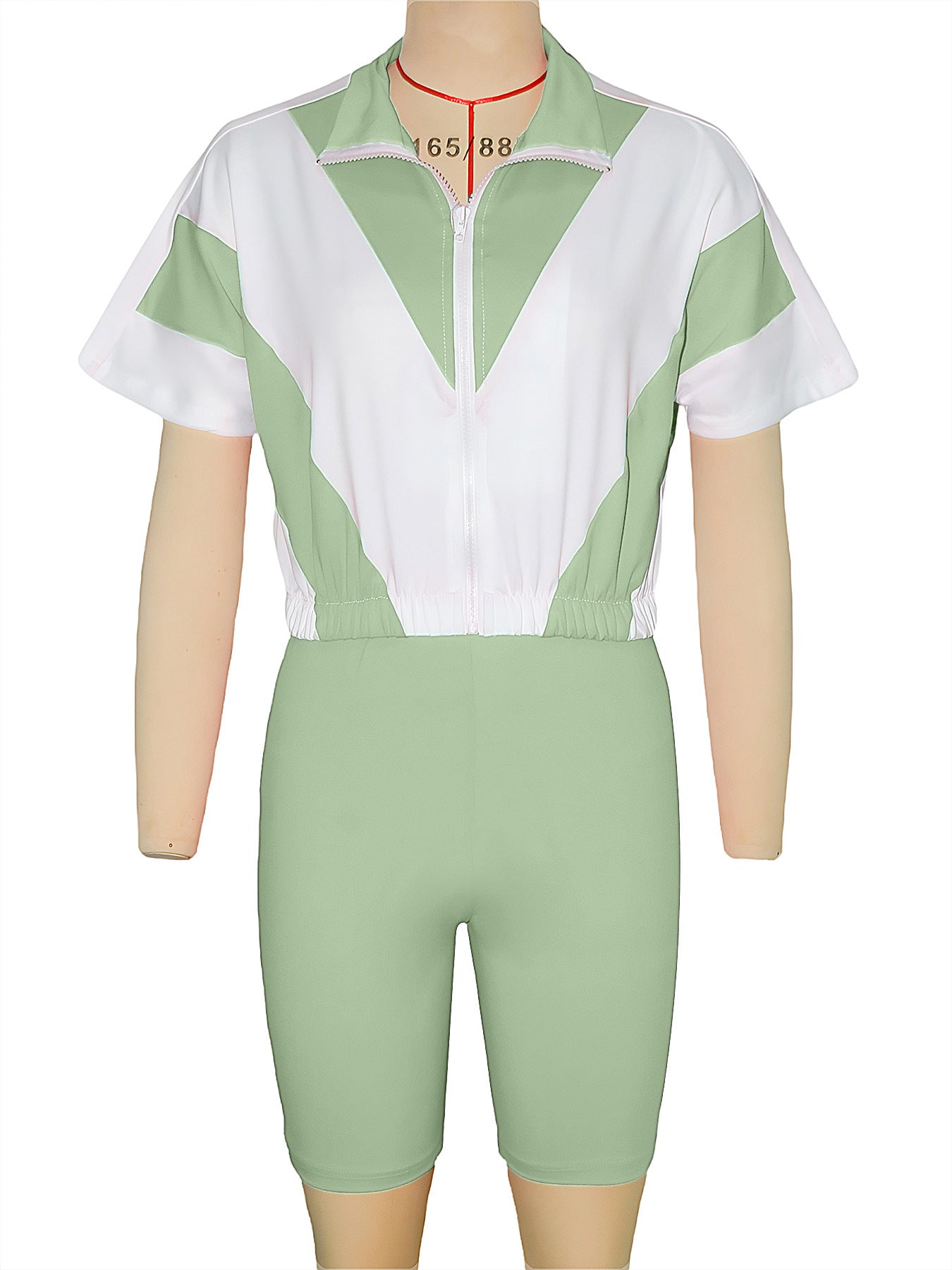 Women contrast color sports Casual short-sleeved Top and shorts two-piece set 27