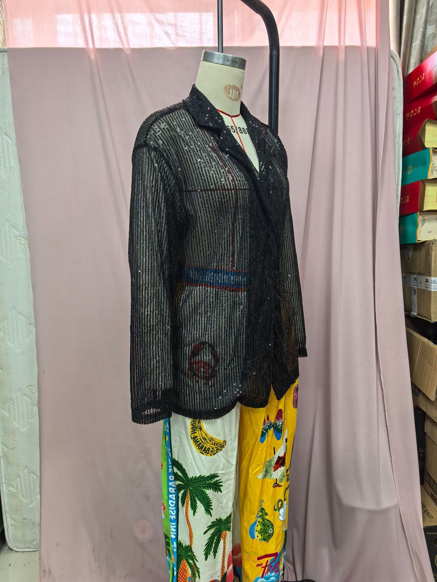 Women spring and summer sequined Top Turndown Collar long-sleeved shirt 24