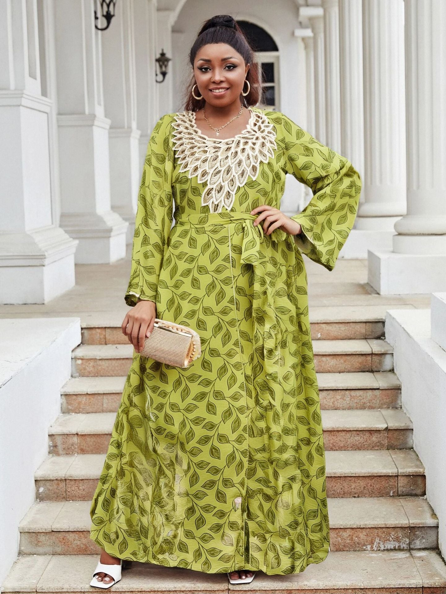 Plus Size Women's Chic Loose Embroidery Casual Beach Long Dress