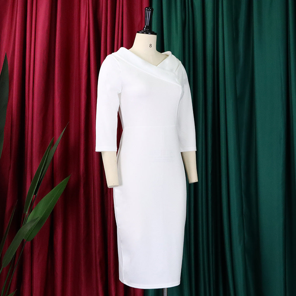 Women Elegant V-Neck Dress 14