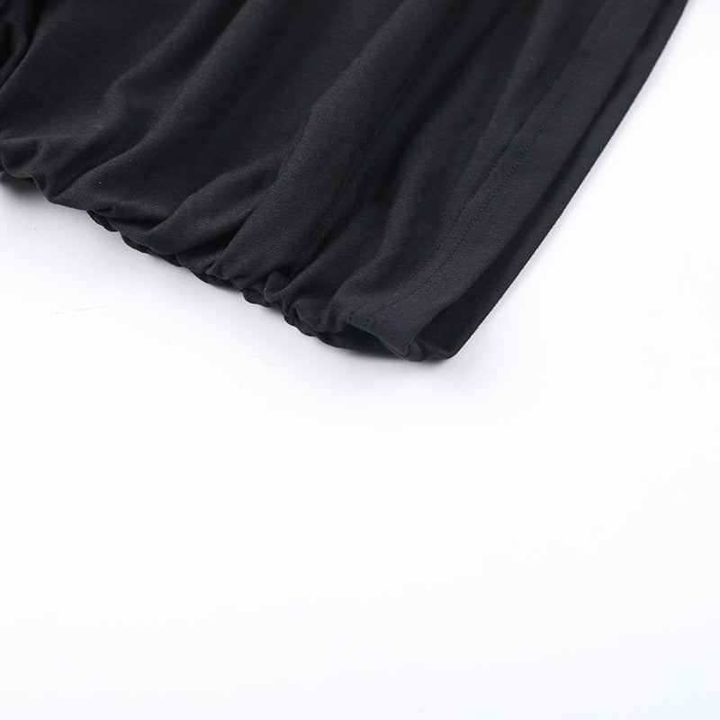 Off-Shoulder Long Sleeve Lace-Up Bodycon Dress Autumn Mini Dress 17