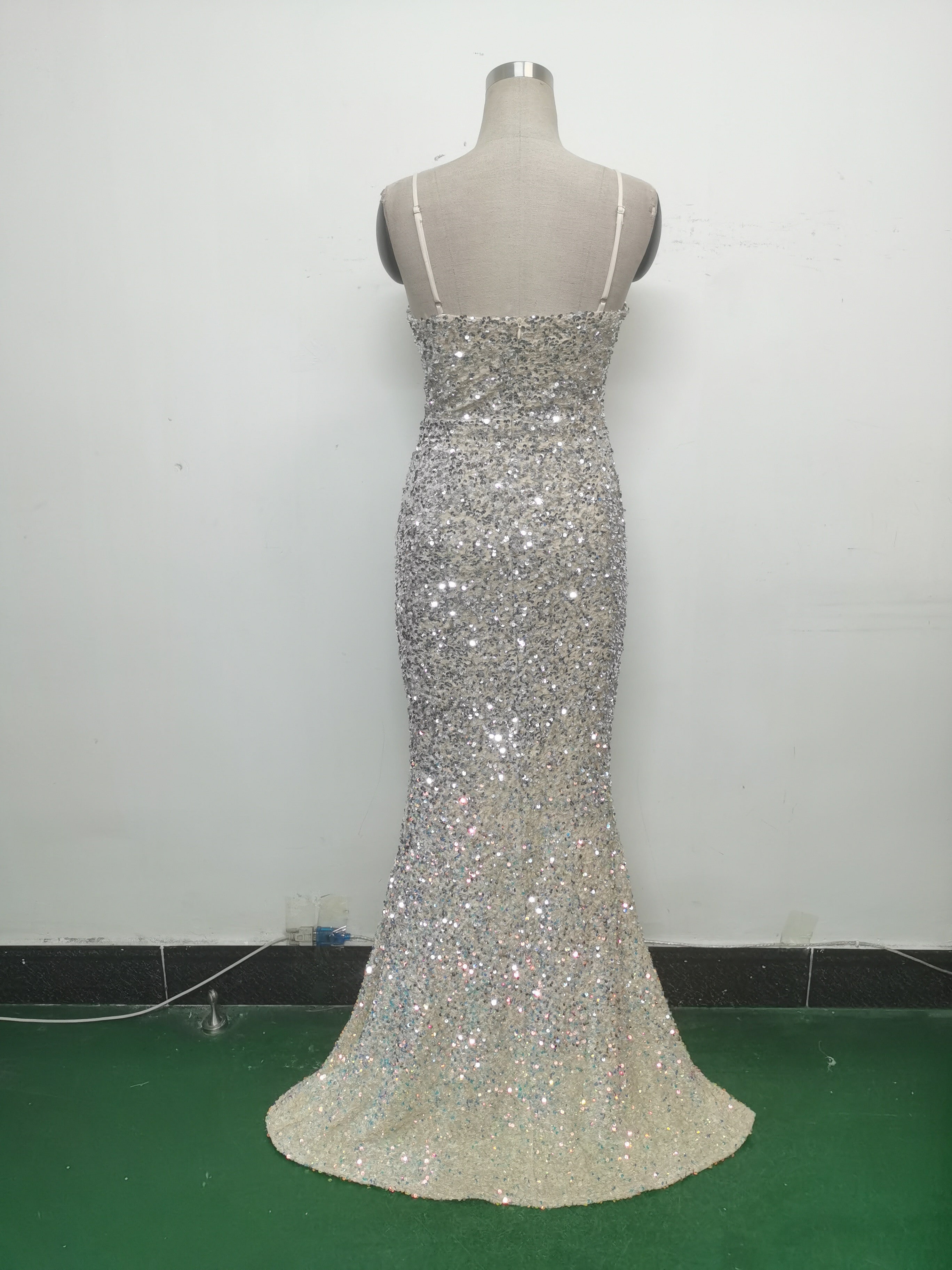 Gradient Sequins Sexy Strap Evening Dress 21