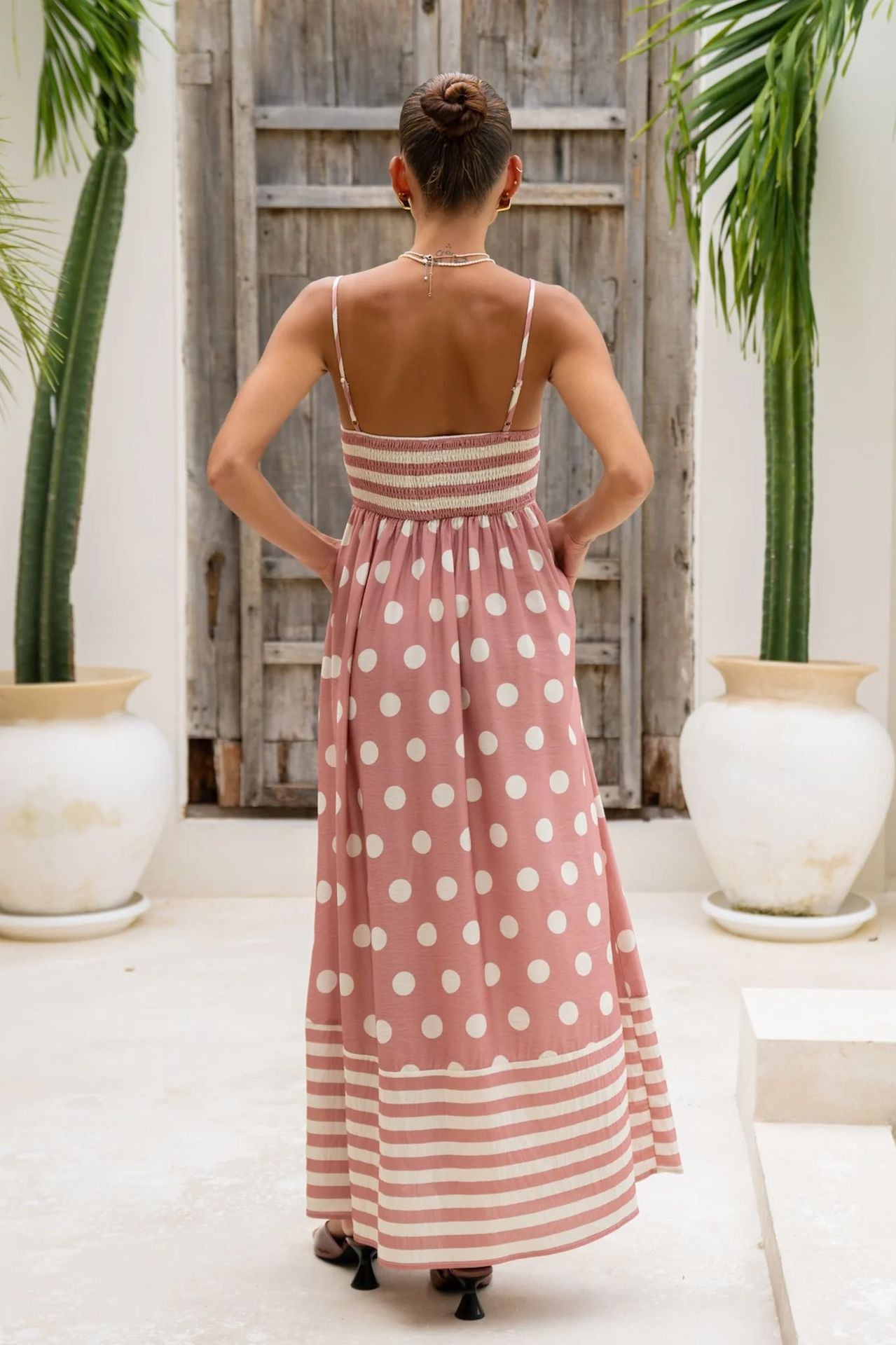 Summer Fashion Print Low Back Strap Sexy High Waist Long Dress 24