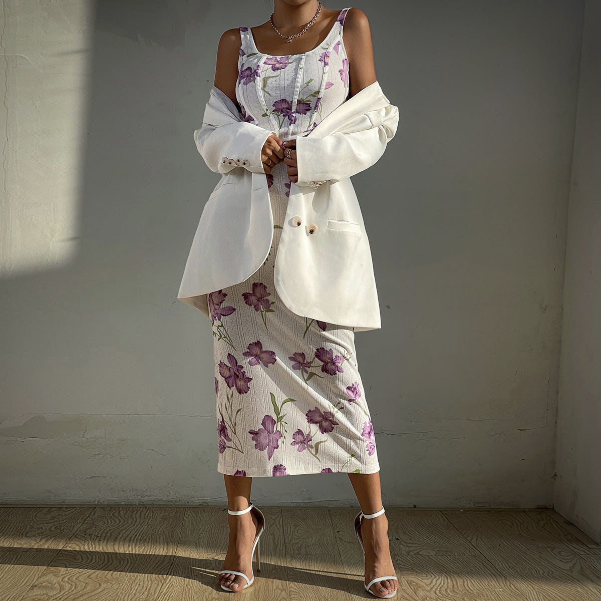 Women's Sexy Printed Camisole Slim Bodycon Skirt Two Piece Set 8