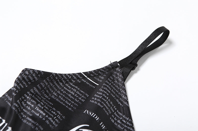 Summer Fashion Women's Printed Sleeveless V-Neck Sexy Strap Slim Dress 11