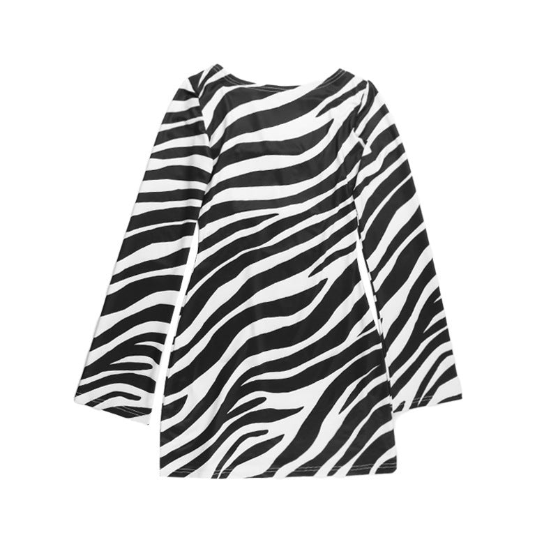 Women Sexy Backless Animal Print Long-Sleeved Bodycon Dress 9