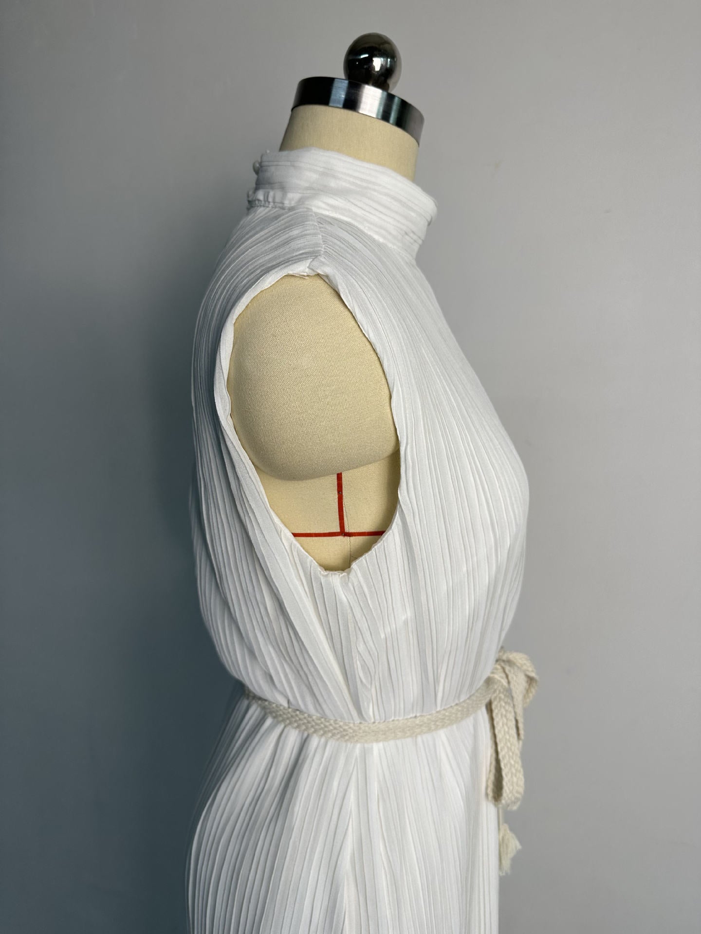 Women's Fashionable Simple Half Turtleneck Slim Waist Slim Fit Belt Maxi Dress 7