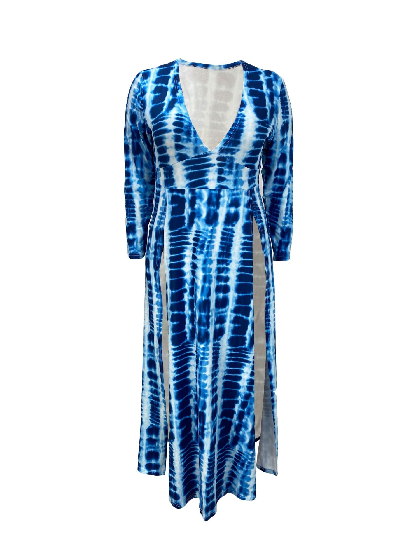 Plus Size Women Sexy Print Slit Dress 3