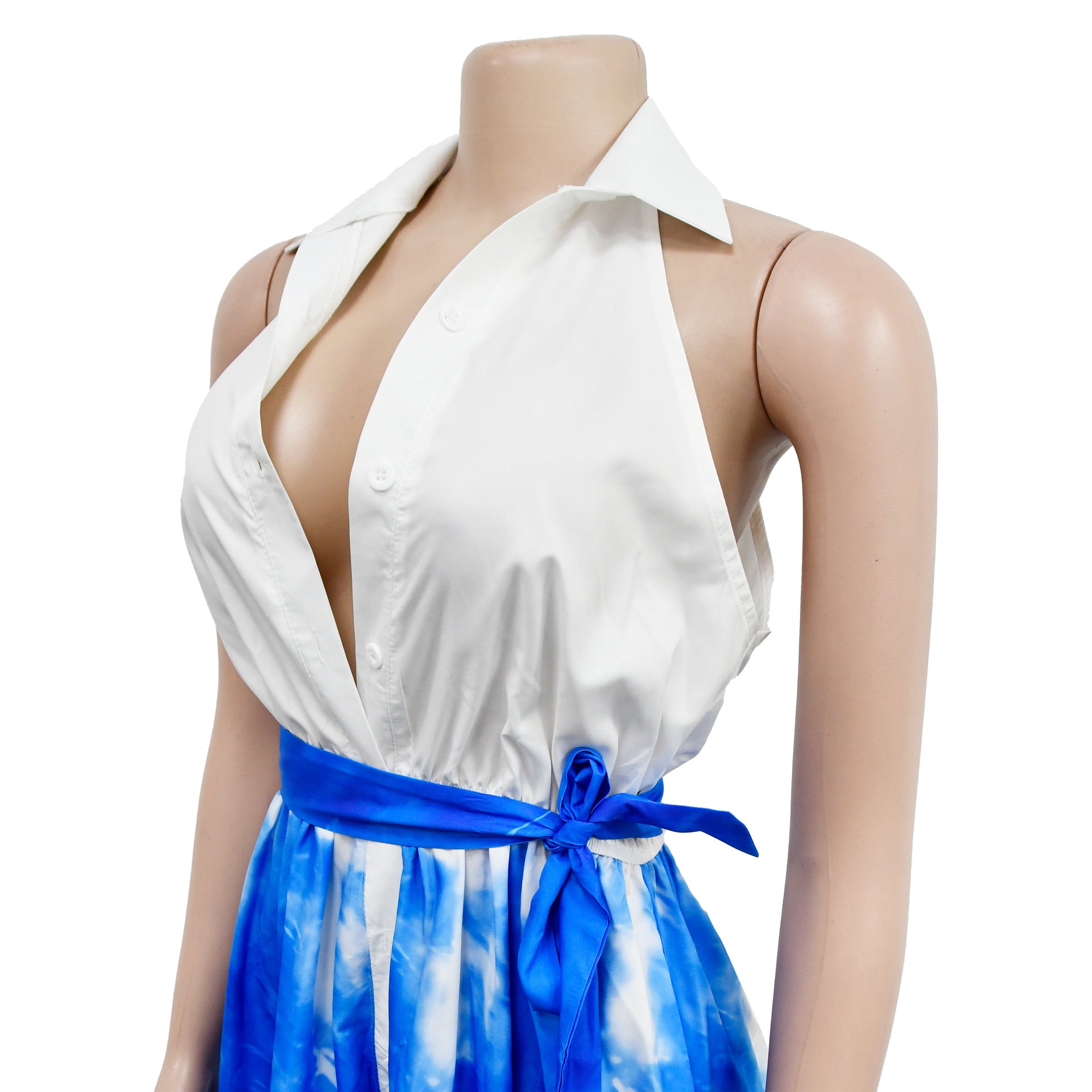 Women's Fashion Printed Sleeveless V-Neck Belted Maxi Dress For Women 16