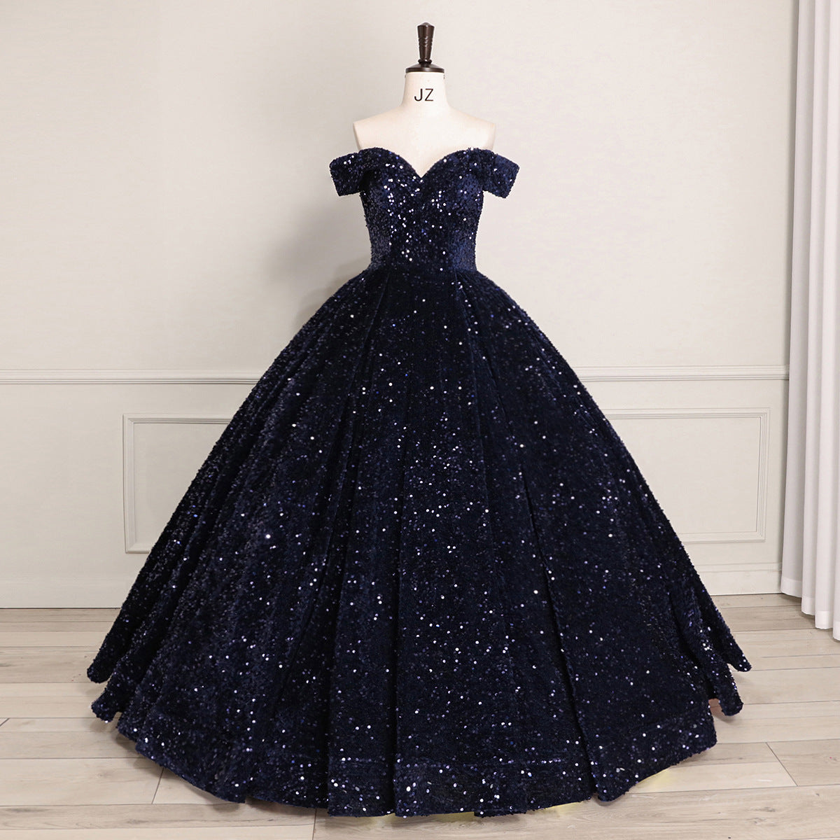 Bride Wedding Dress Women's Sequins Ball Gown Off Shoulder Puffy Evening Dress 31
