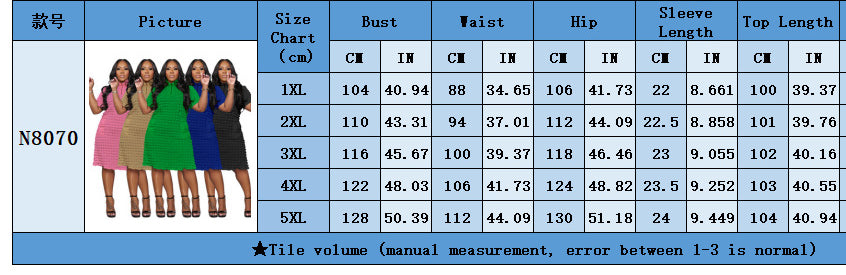 Spring Plus Size Short Sleeve Zipper Hollow Midi Dress 12