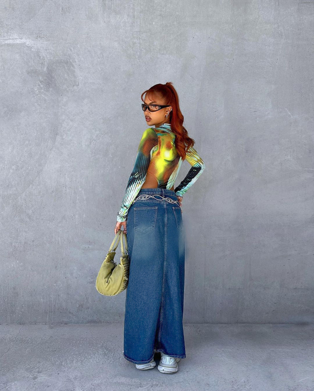 Casual Vintage Denim Long Skirt 5