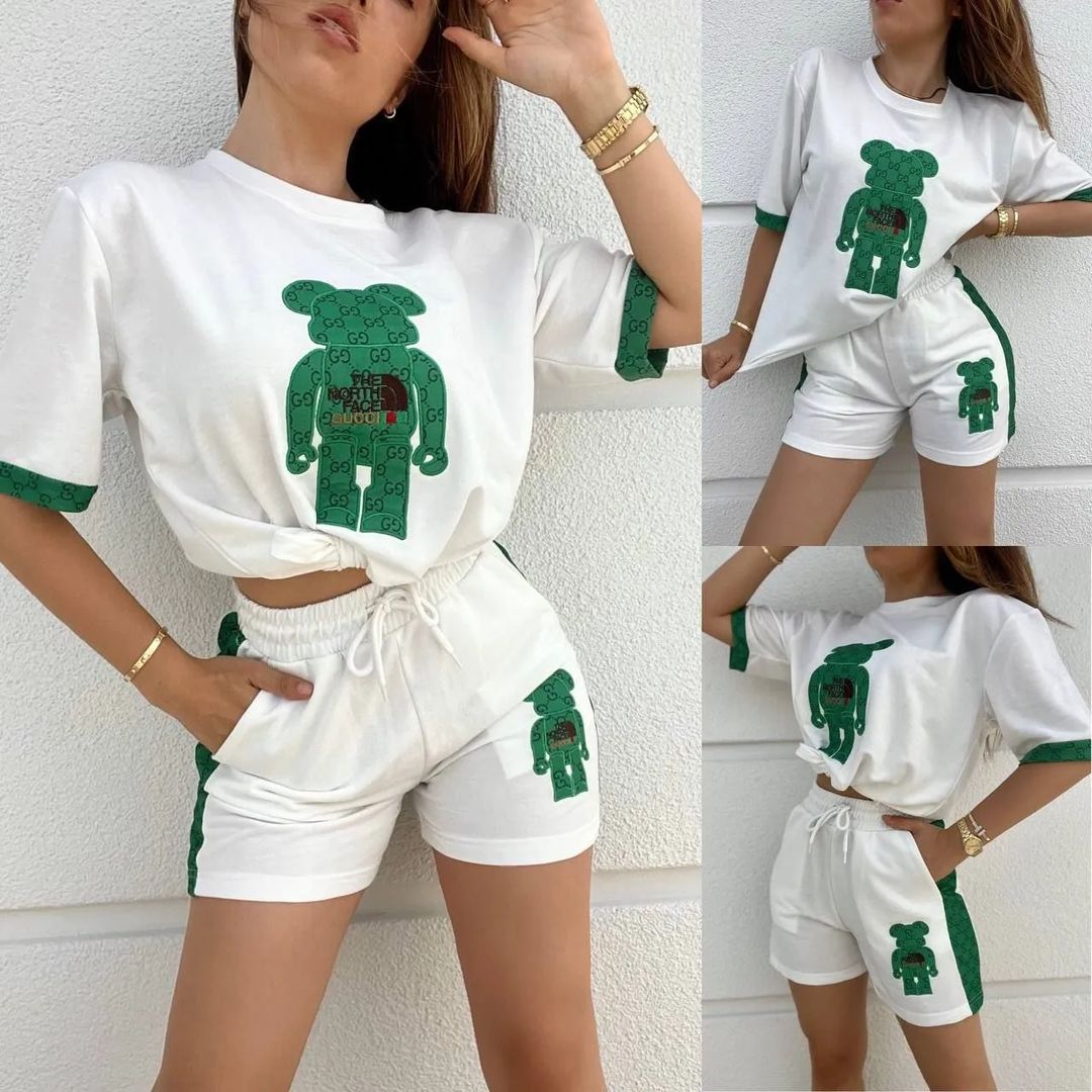 Women's Summer Casual  Fashion Pocket Print Two-Piece Shorts Set