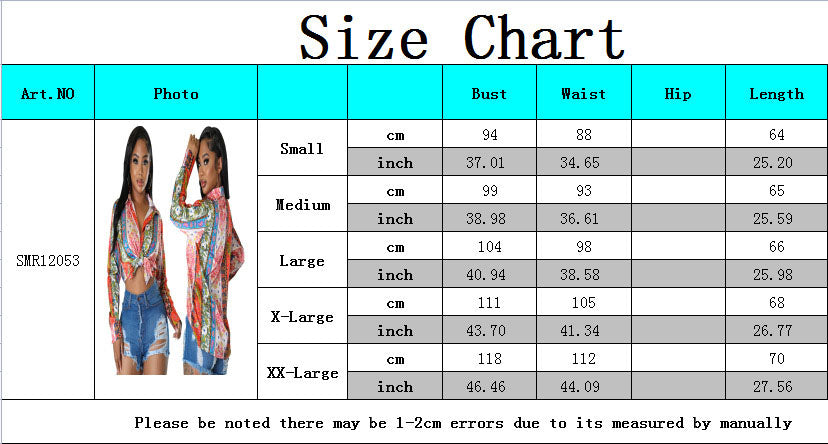 Sexy Fashion Digital Printing Multicolor Women's Shirt 8