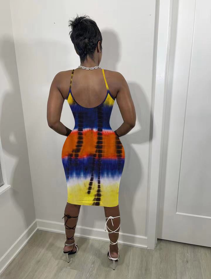 Ladies Fashion Casual Print Strap Dress 7