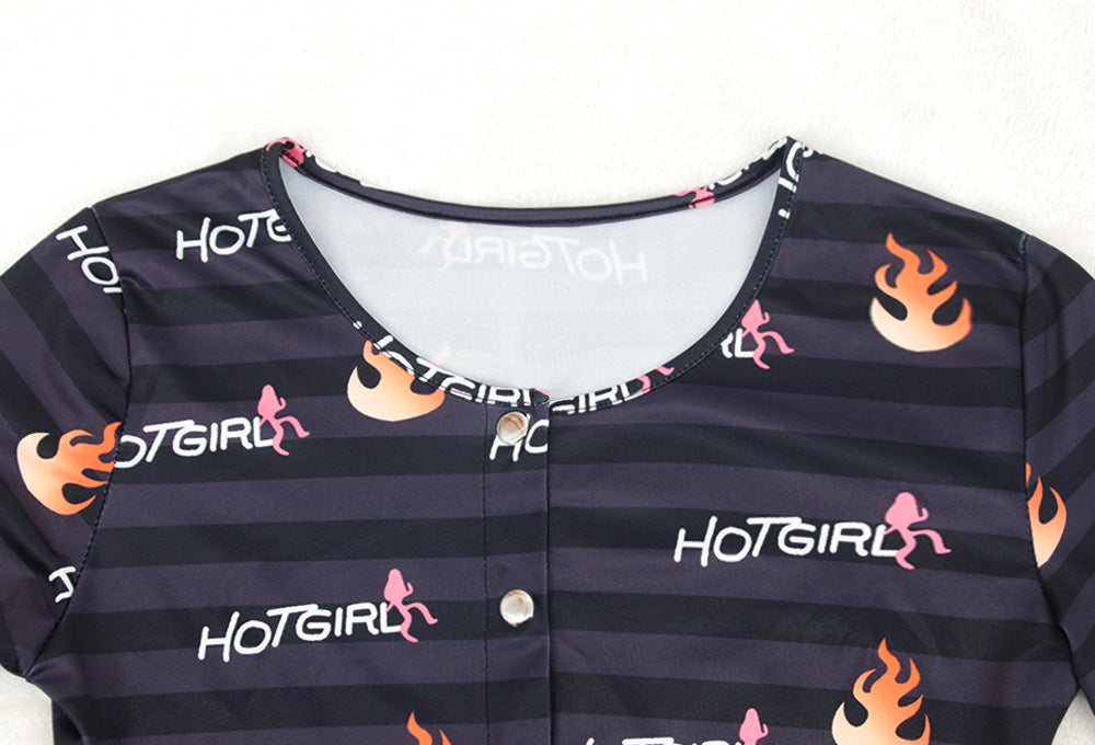 Women Round Neck Long Sleeve Printed Jumpsuit 30