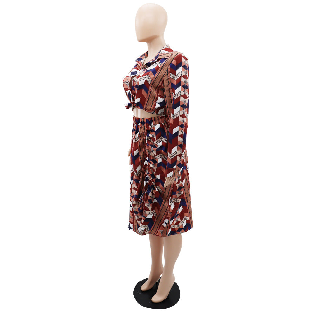 Women Casual printed shirt and skirt two-piece set 10