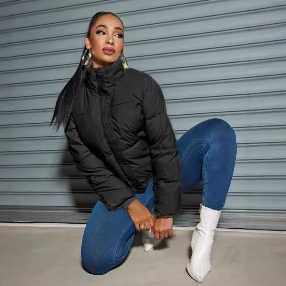 Women Turndown Collar Padding Jacket 10