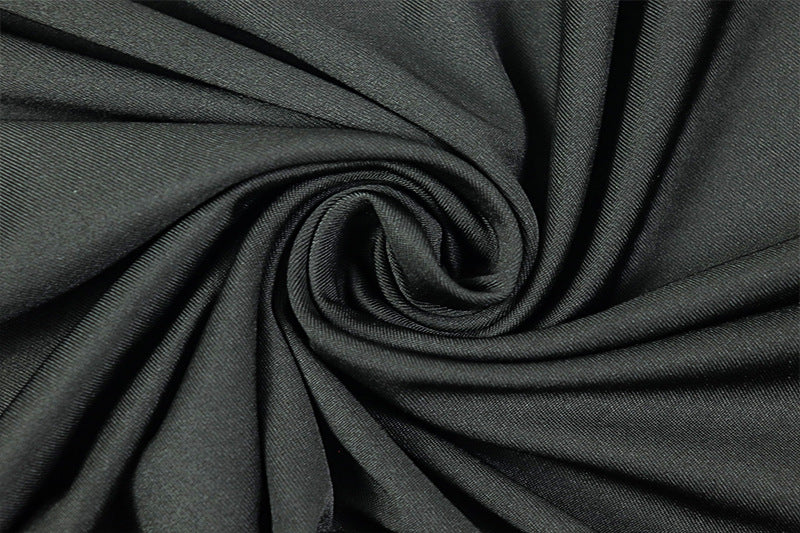 Elegant Women's Pleated Solid Color Bodycon Slim High Neck Short-Sleeve Long Dress 21