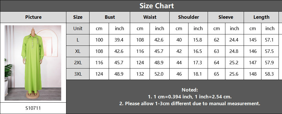 Africa Plus Size Women's Muslim Beaded Loose Dress 14