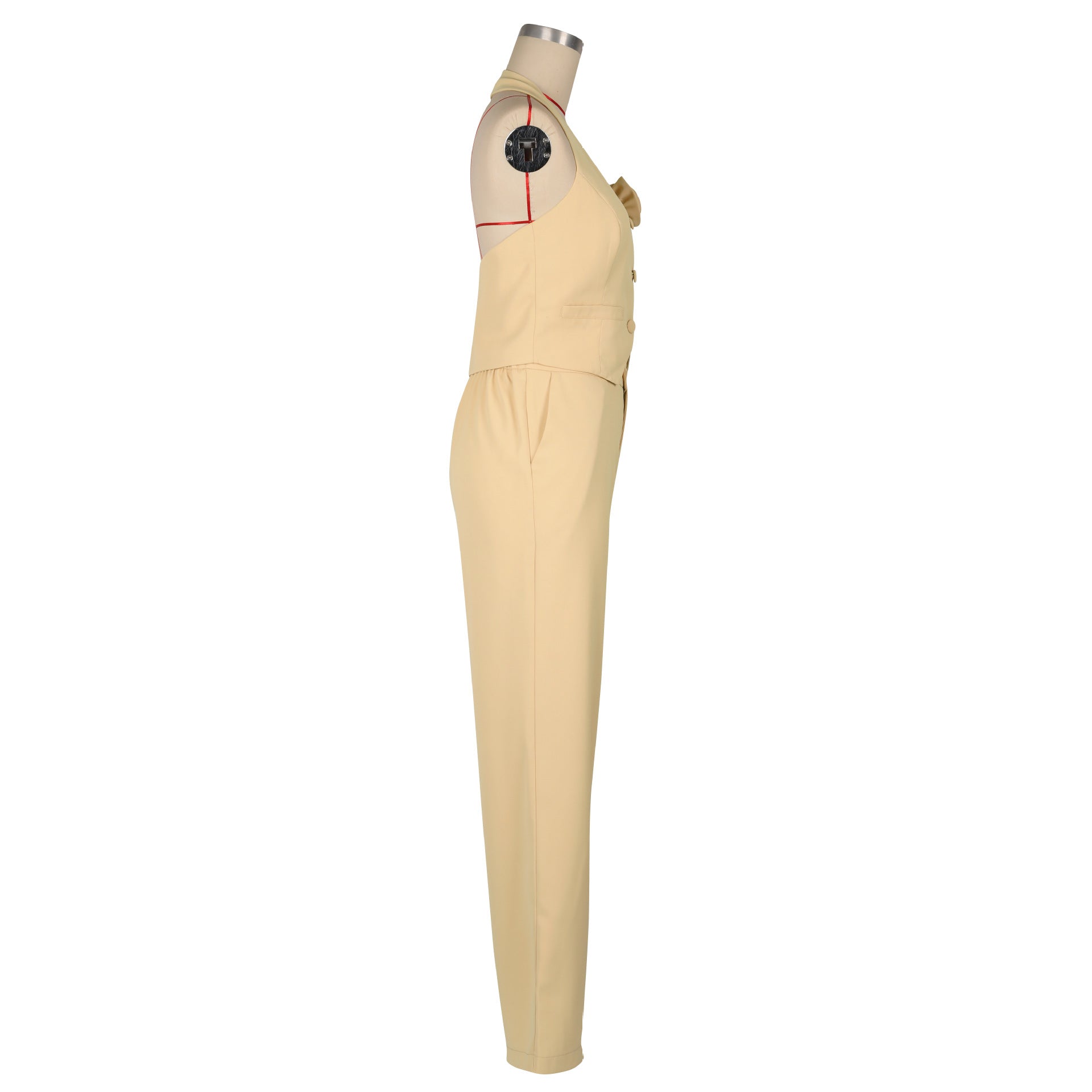 Summer Women's Solid Color Vest Pants Office Two-Piece Suit 16