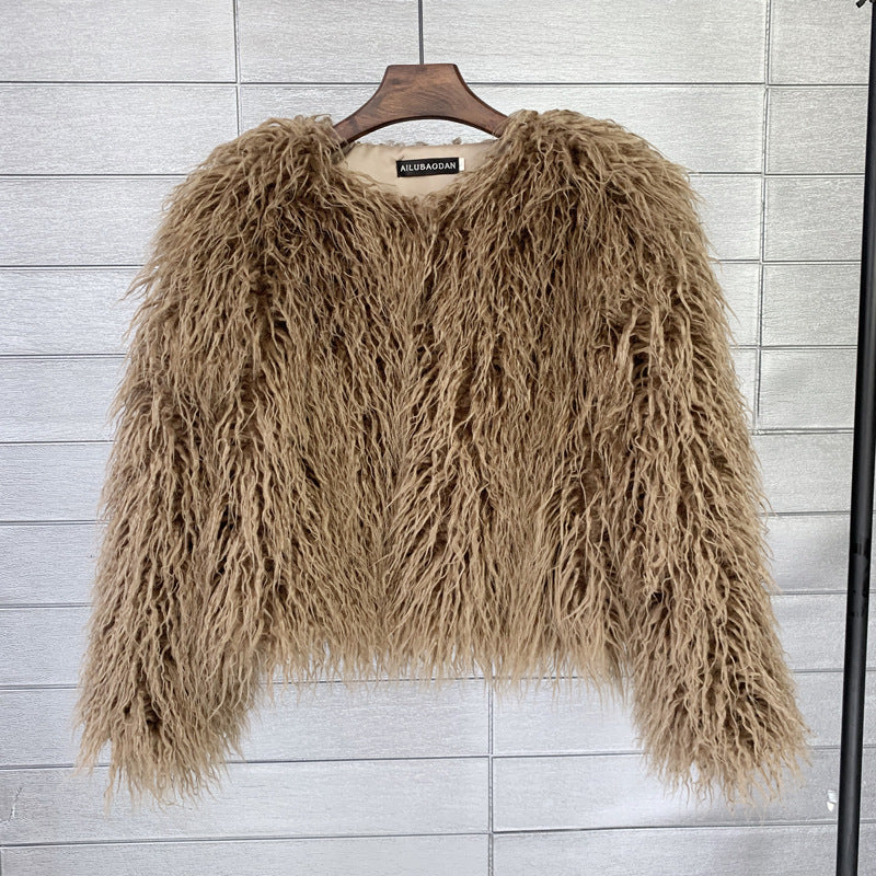 Fur Coat Solid Color Ladies Cropped Coat 32