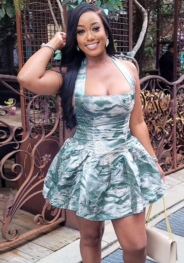 Strap Woven Jacquard Women Short Sexy Party Dress