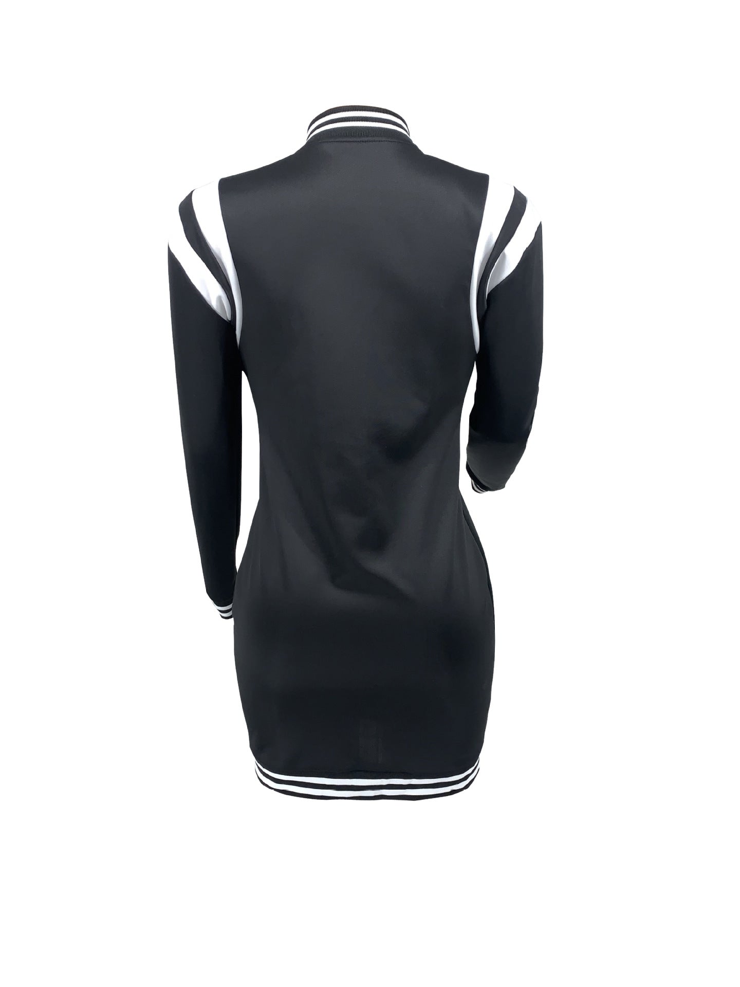 Women Autumn Button Pocket Ribbed Sports Casual Baseball Dress 8