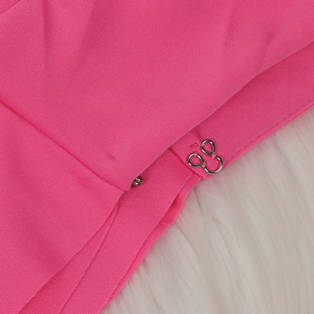 Sexy Women's Solid Color V-Neck Two-Piece Pants Set 37