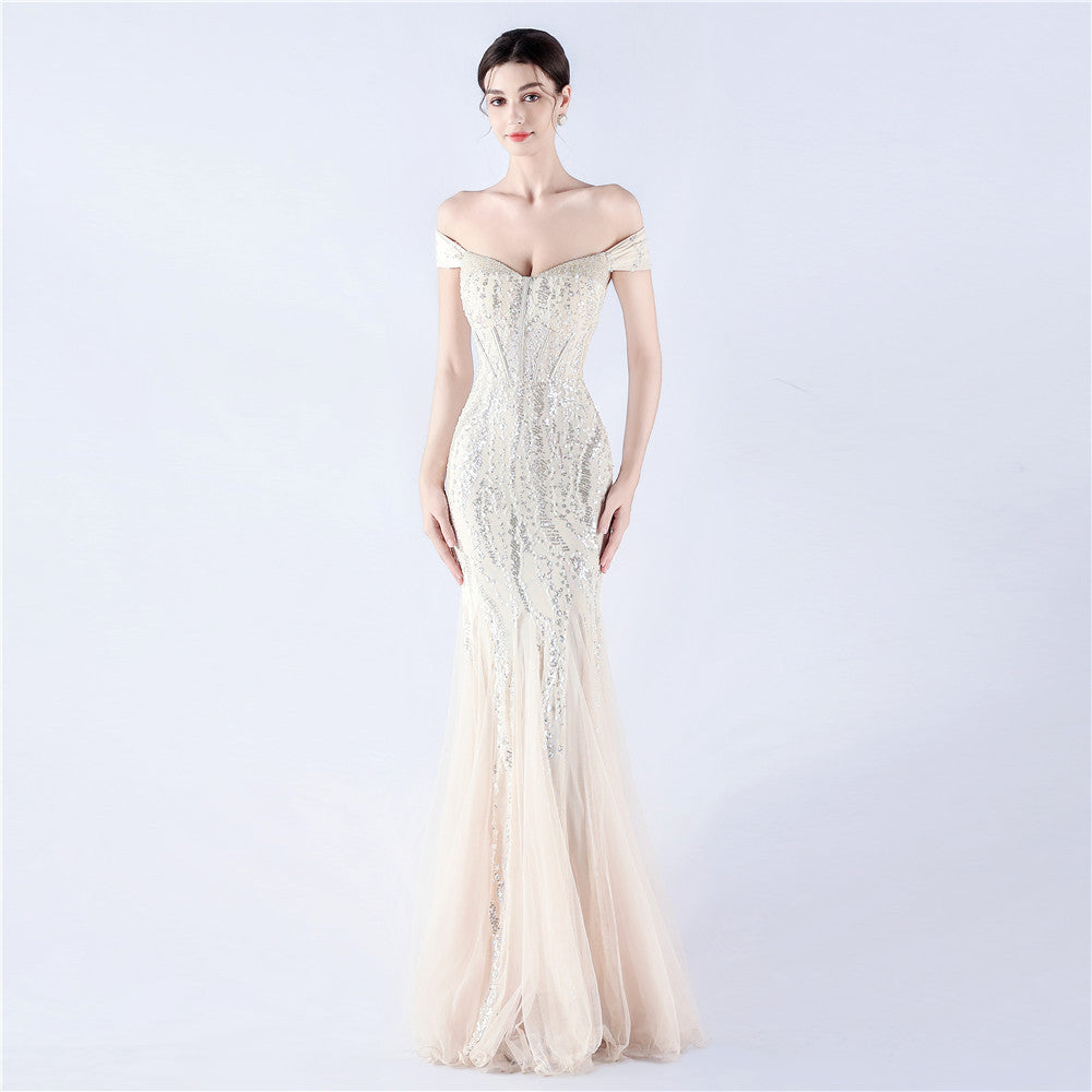Women Evening Dress Beaded Mesh Beaded Evening Dress 19