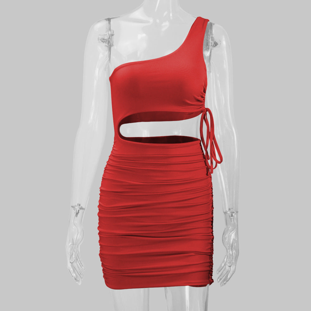 Women sexy hollow pleated Bodycon Dress 28