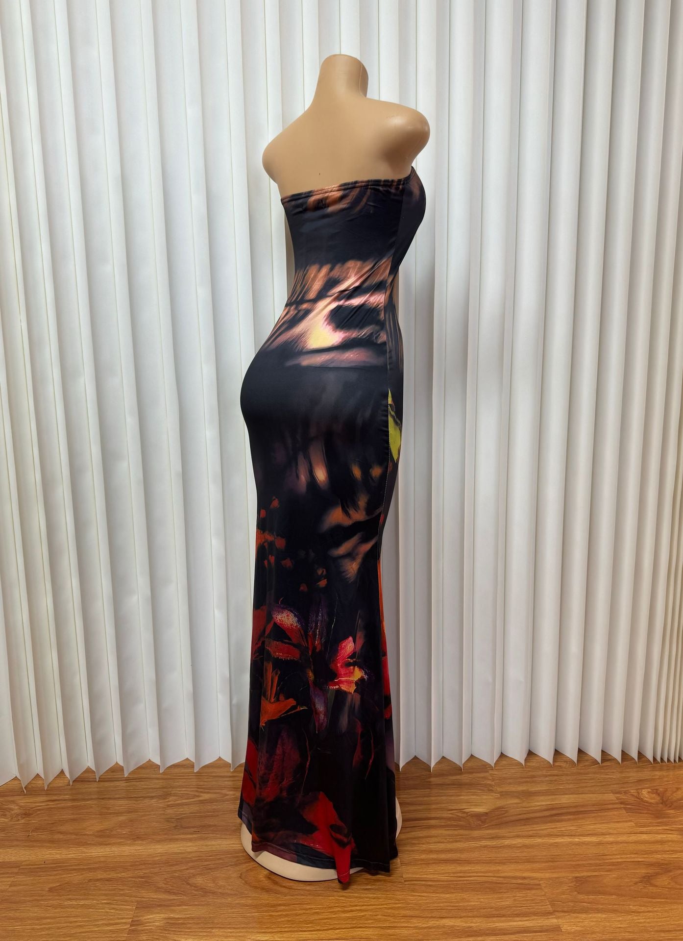 Women's Fashion Sexy Strapless Slim Low-Back Bodycon Long Dress 7