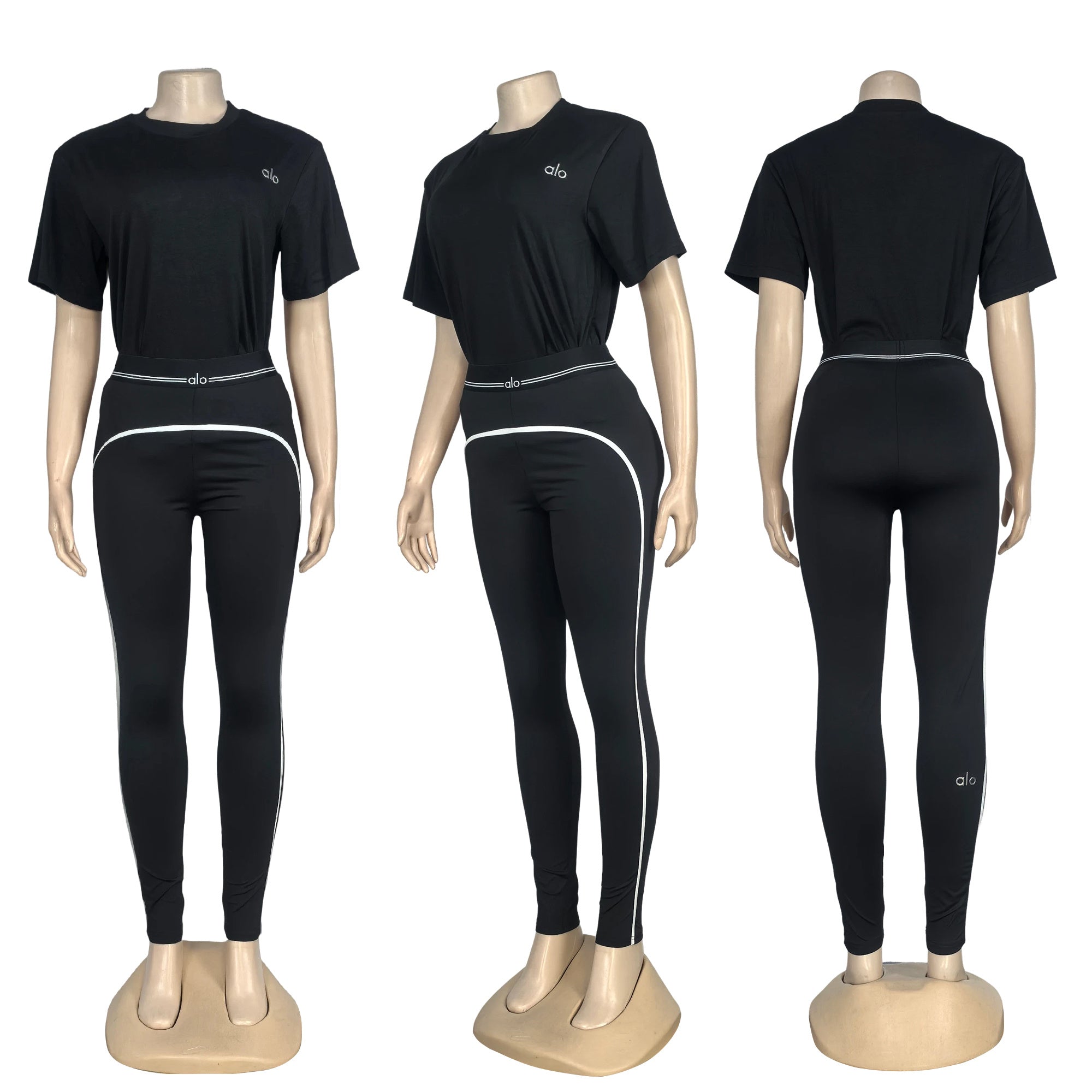 Yoga Wear Autumn Fashion Letter High Waist Yoga Pants Solid Color Sportswear Set 10